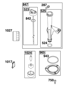 Lubrication Group Diagram and Parts List for 40U877-0020-G1  Briggs and Stratton Engine